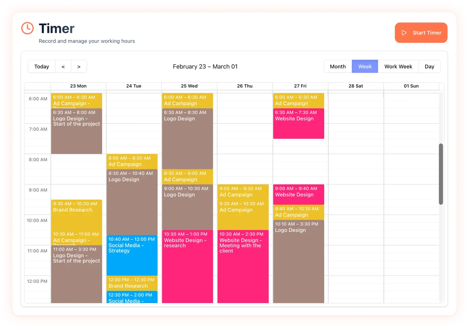 Team reporting and tracked hours summary